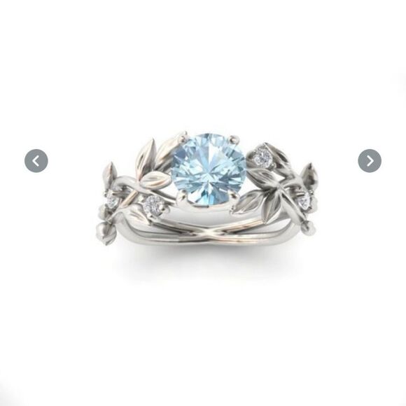 Silver Light Blue Stone Ring 7 - Picture 5 of 12